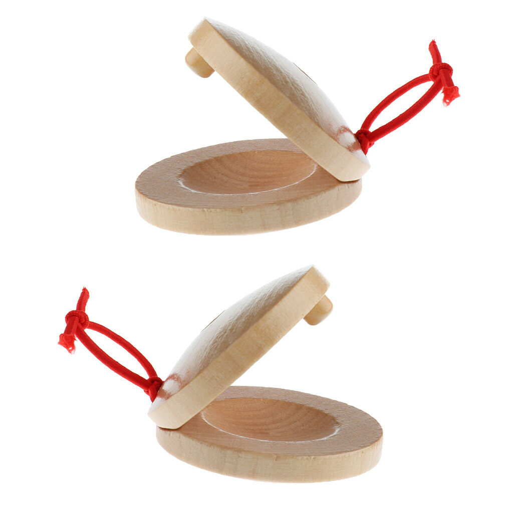 1 Pair Wooden Castanets Musical Percussion Instrument Kids Intelligence Toys