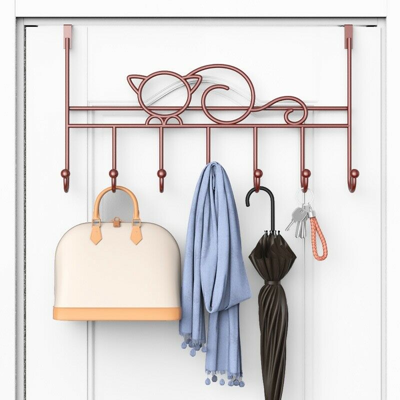 7-Hook over Door Hanger Iron Art Bag Clothes Key Scarf Hanging Holder BathroZ6C9