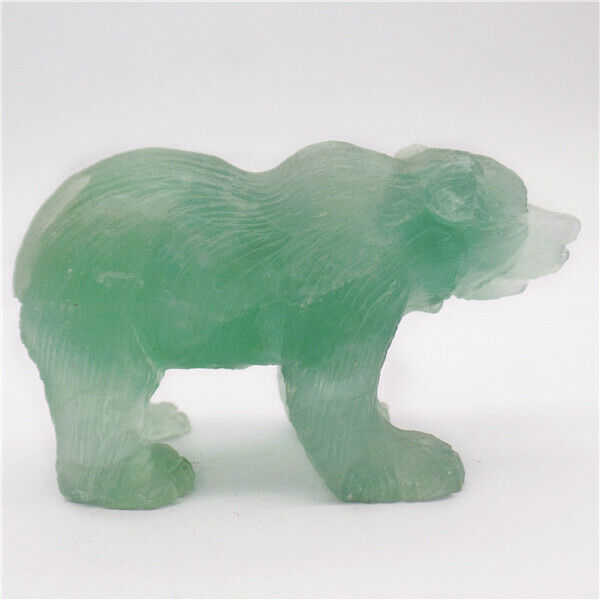 76x48x32mm Natural Green Fluorite Carved Bear Decoration Statue Decor HH7920