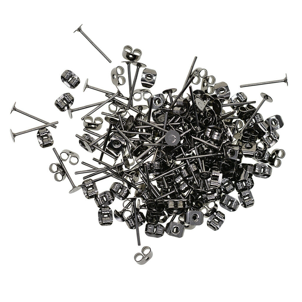 600Packs 4mm Round Flat Stud Earring Posts with Back Jewelry Making Findings