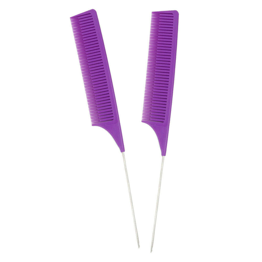 2pcs Fine-tooth Weave Highlighting Foiling Hair Combs Dyeing Comb Purple