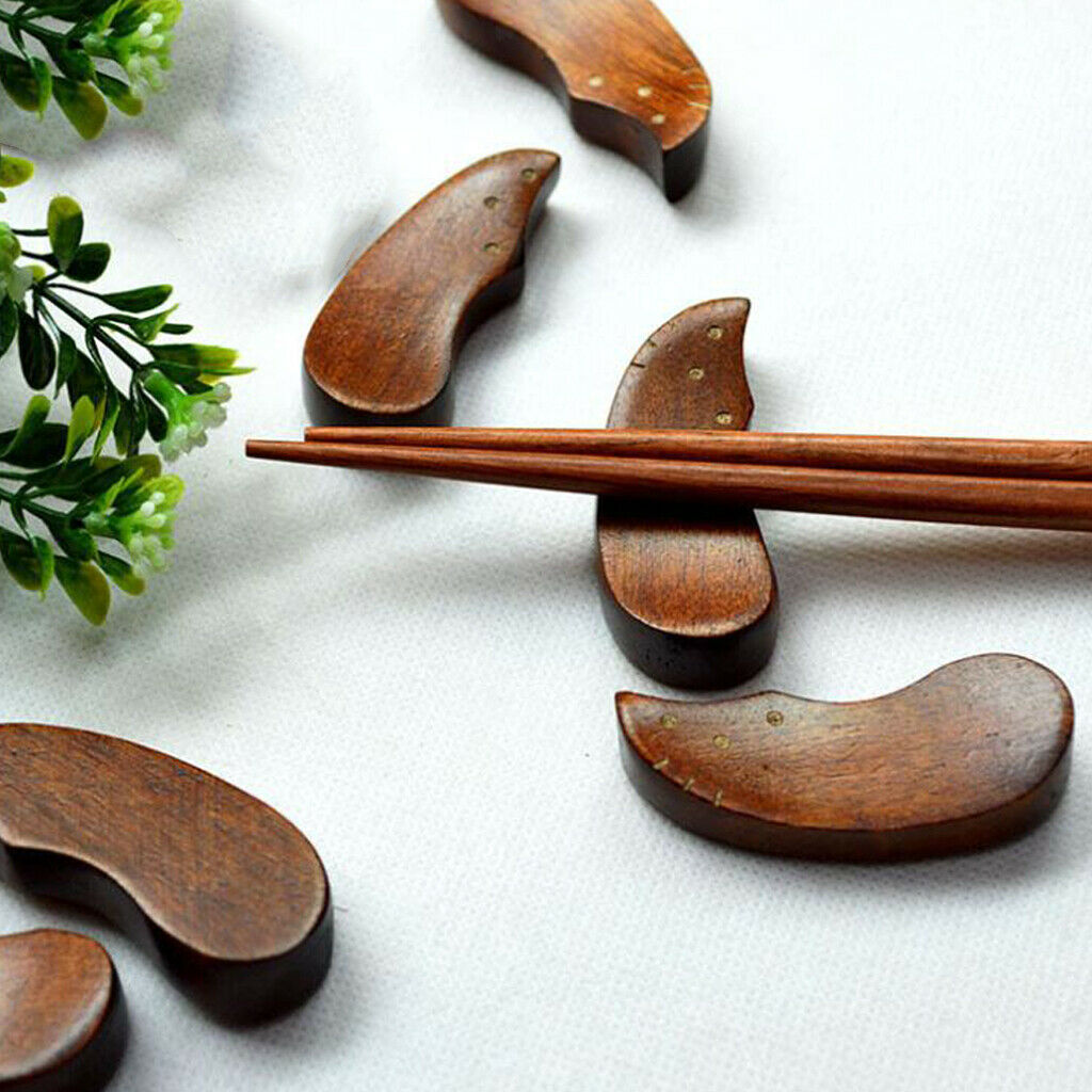 4 Pieces Japanese Style Wooden Chopsticks Holder  Brown Kitten