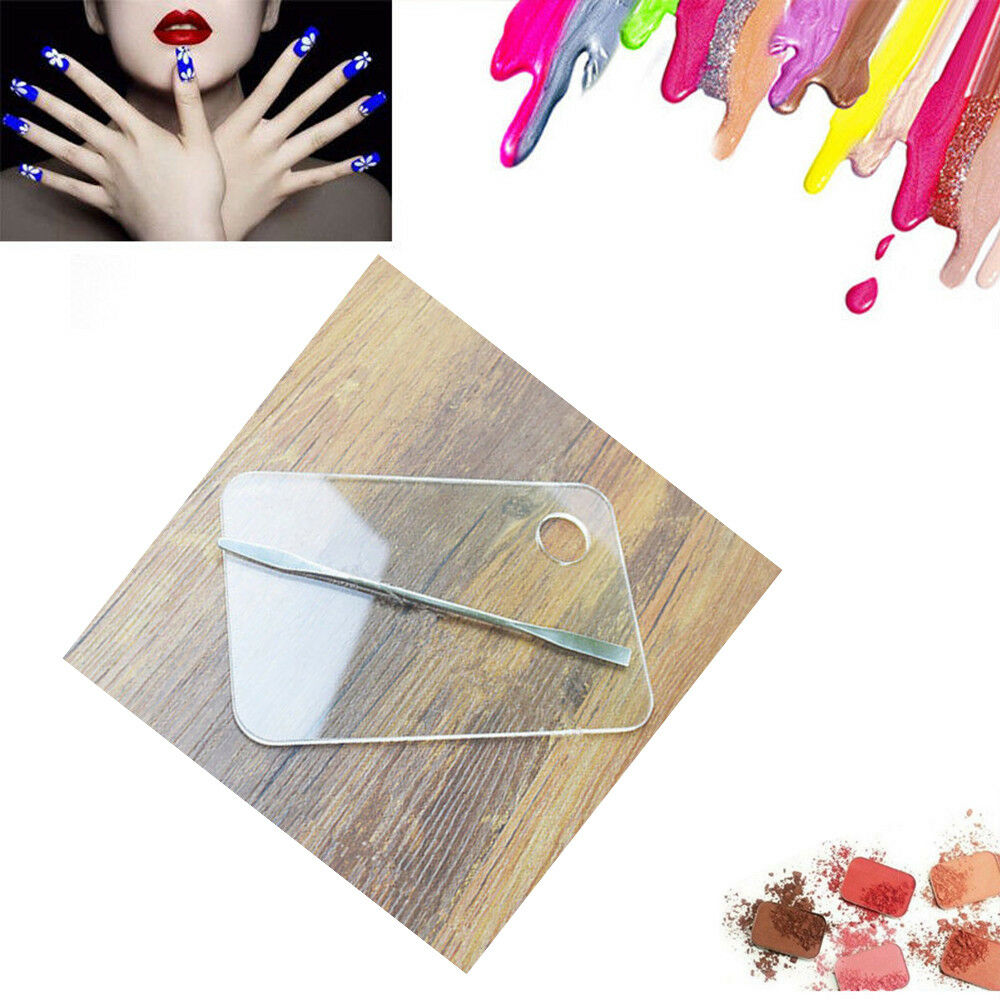 Pro Stainless Steel Cosmetic Makeup Mixing Nail Kit Palette Plate With Spatula