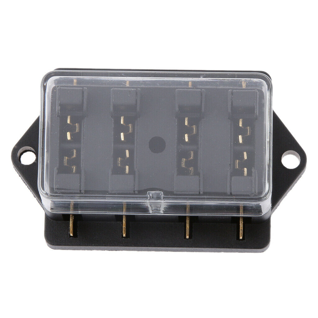 4-Way Circuit Fuse Box Block Holder With 4 Fuses(10/20/30/30A) For Car Boat