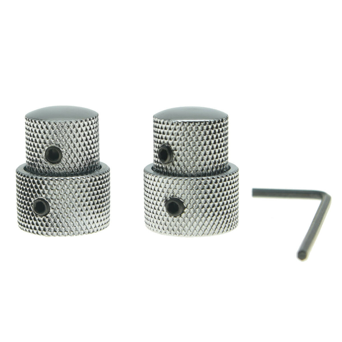2x Metal Dual Concentric Stacked Control Knobs for Electric Guitar Bass Chrome