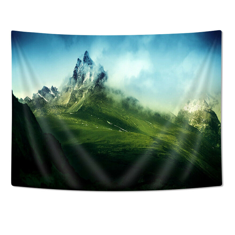 36x24" Green Mountains and Snow Peaks Tapestry Wall Hanging Blanket Wall Art
