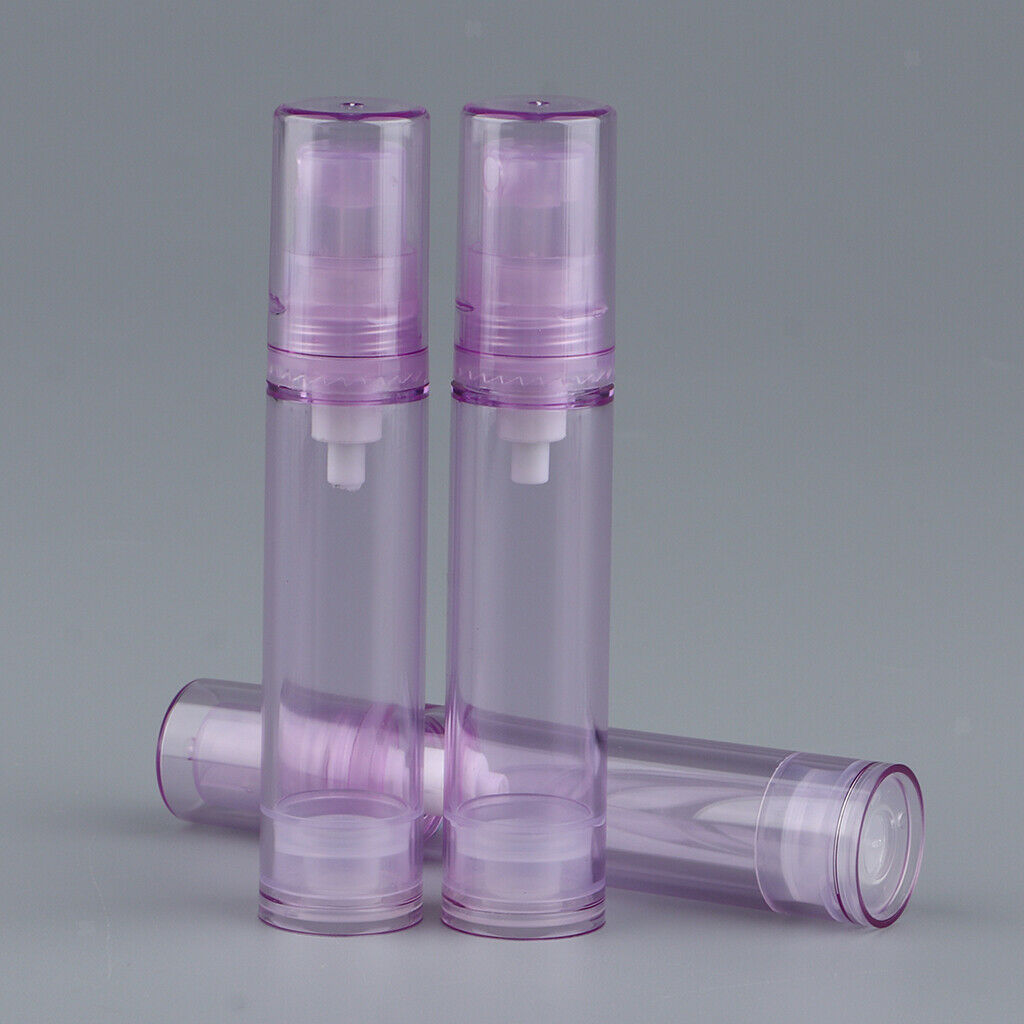 3Pcs 10ml Empty Airless Pump Bottles Refillable Cosmetic Containers Purple
