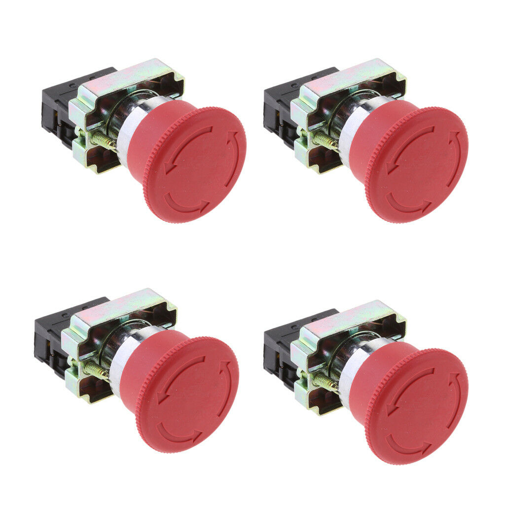 4Pack XB2-BS542 RED 2NC Emergency Latching Rotary Stop Push-button Switch
