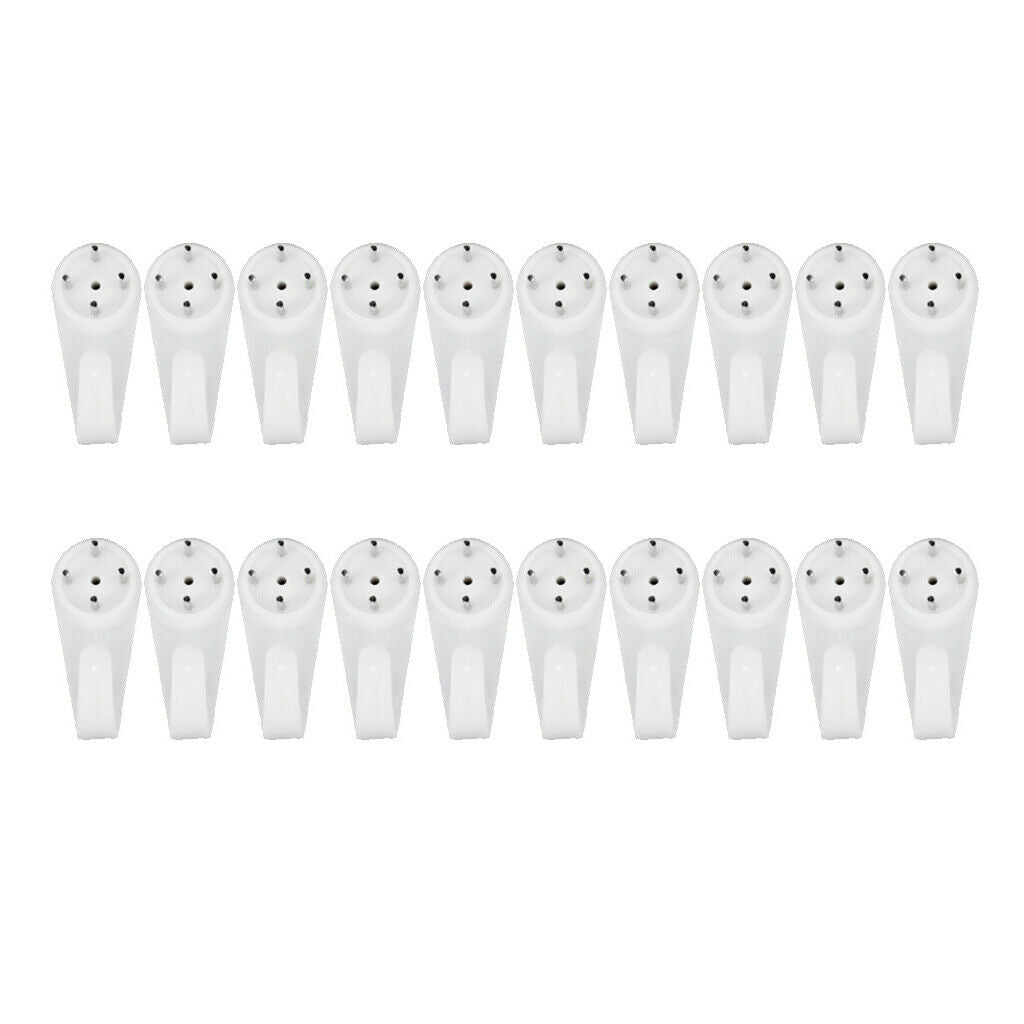 Plastic Hard Wall Picture Frame Hooks Hangers 4-Pin Pack of 40 Medium White