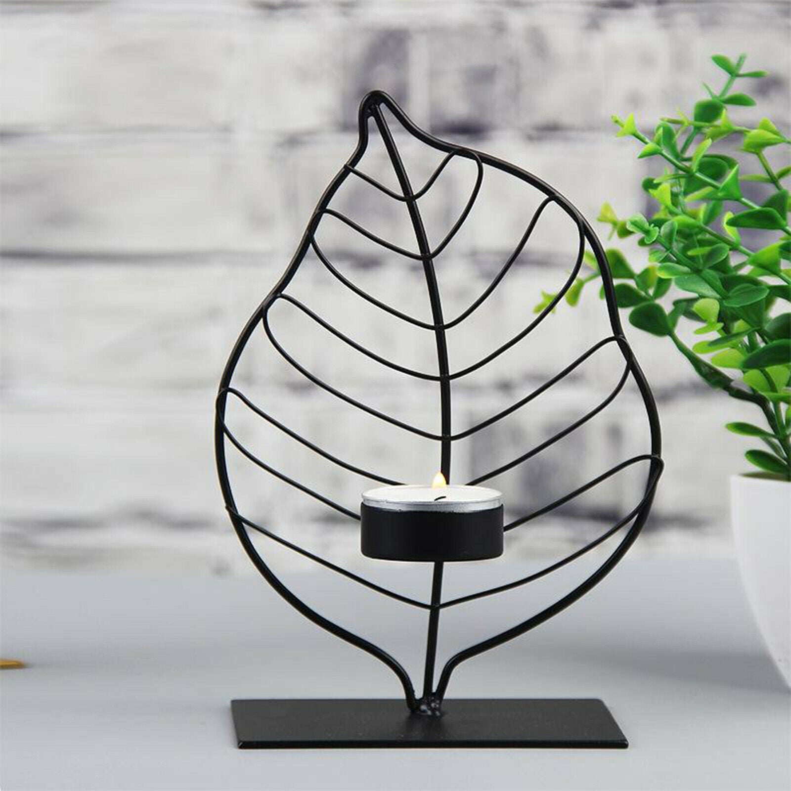 Leaf Candle Holder Candlestick Table Centerpiece Birthday Ornaments Black