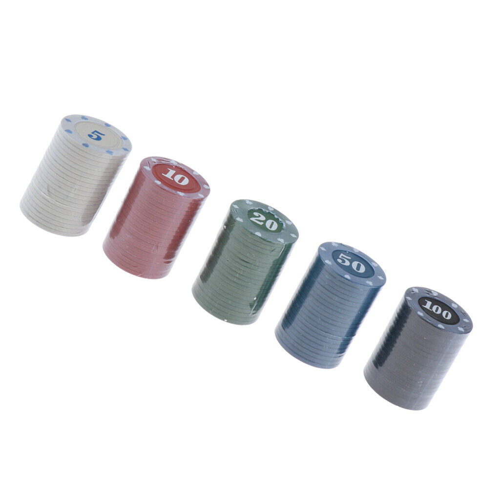 100 Poker Chips Set - Plastic Casino Chips for Playing Game, Texas Holdâ€™Em,
