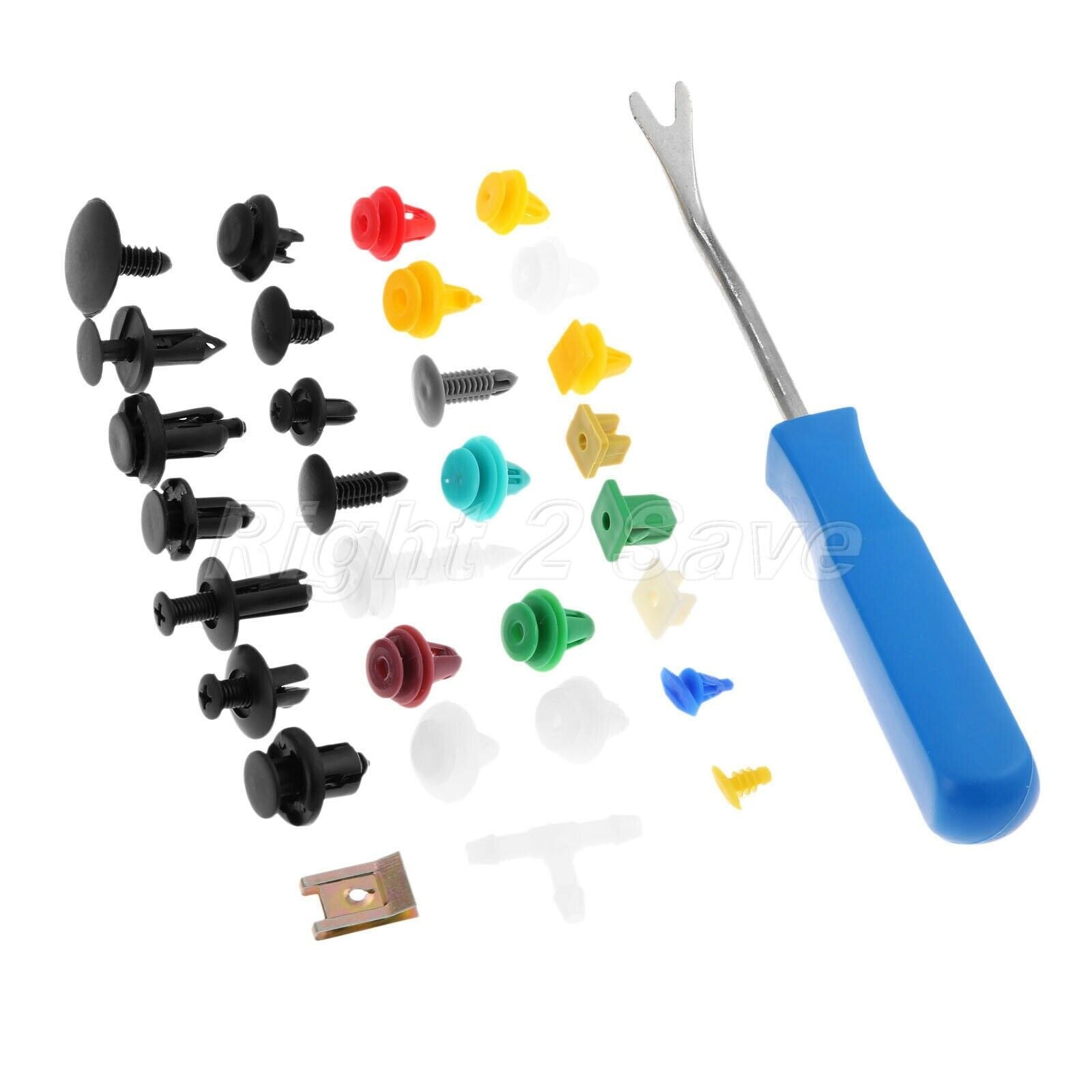 500X Auto 30kinds Mixed fastener + Auto Car Door Clip Panel Install tool Blue