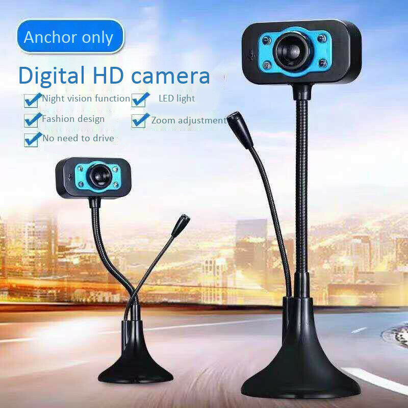2X(Web Camera USB High Definition Webcam 4 Led Web Cam with MIC Desktop forU9R8)