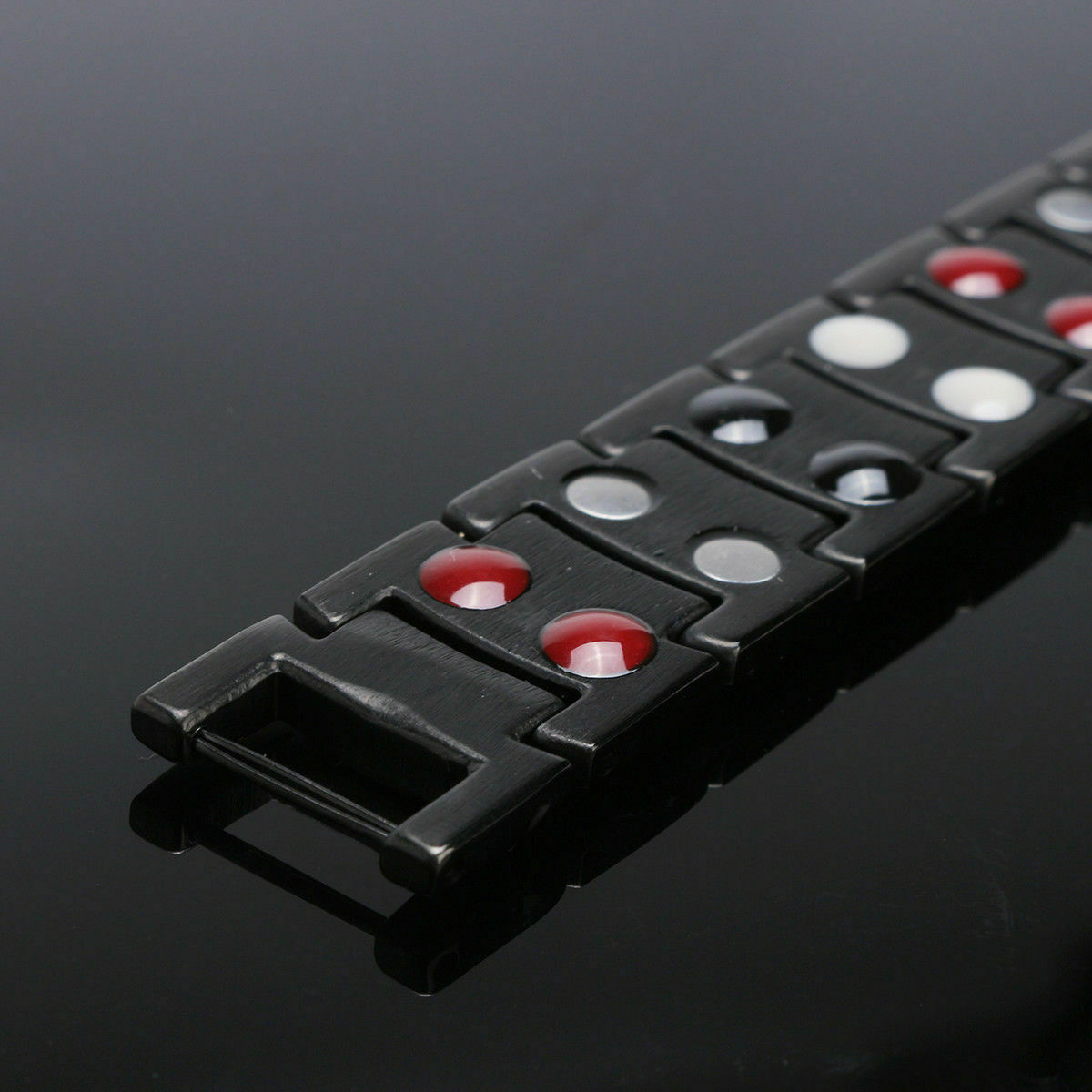 Men Titanium Magnetic Energy Germanium Armband Bracelet Health Bio 4in1 Black