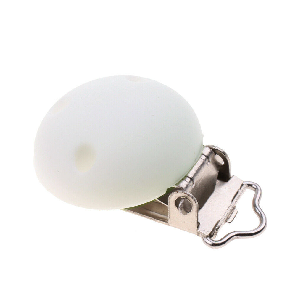 5 Pcs Cute Baby Pacifier Round Silicone Soother Clip Metal Holders Clasp