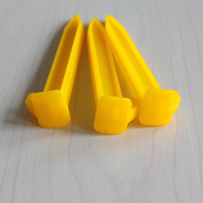 10x YELLOW HEAVY DUTY PLASTIC CAMPING & AWNING TENT SAND GROUND PEGS STAK.l8
