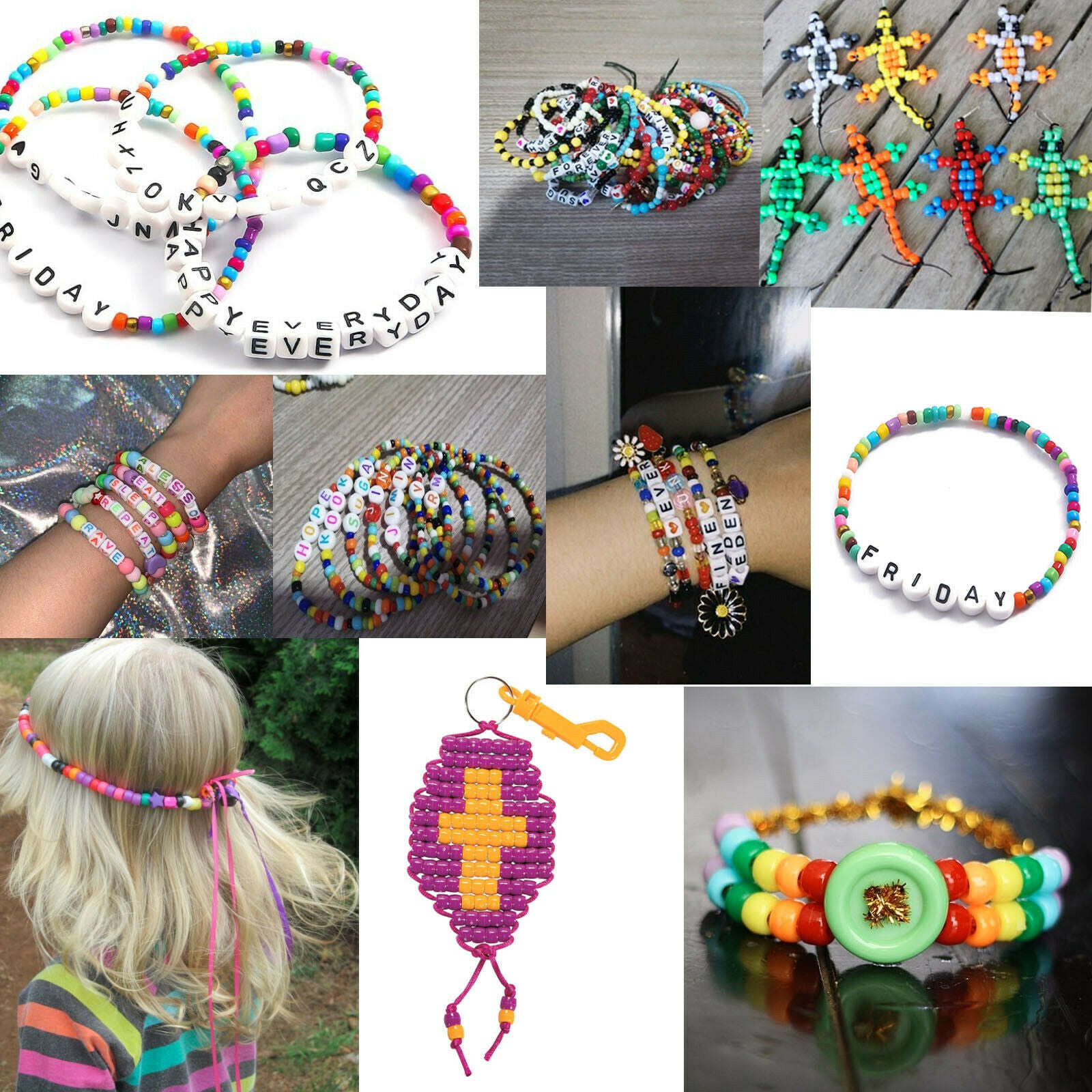 110 Mix Acrylic Pony Beads Alphabet For Bracelets DIY Loose Spacers Round Cube