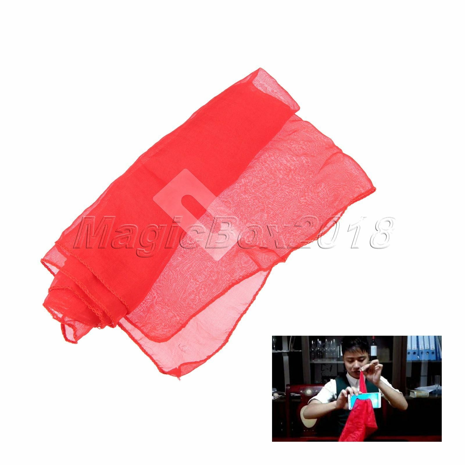 Magic Tricks Funny Silk Scarf Through Phone Red Magicians  Close Up Stage Props