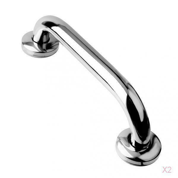 2pc Steel Hand Rail Bathroom Safety Arm Rail Hand Grab Bath Disability Bar 300mm