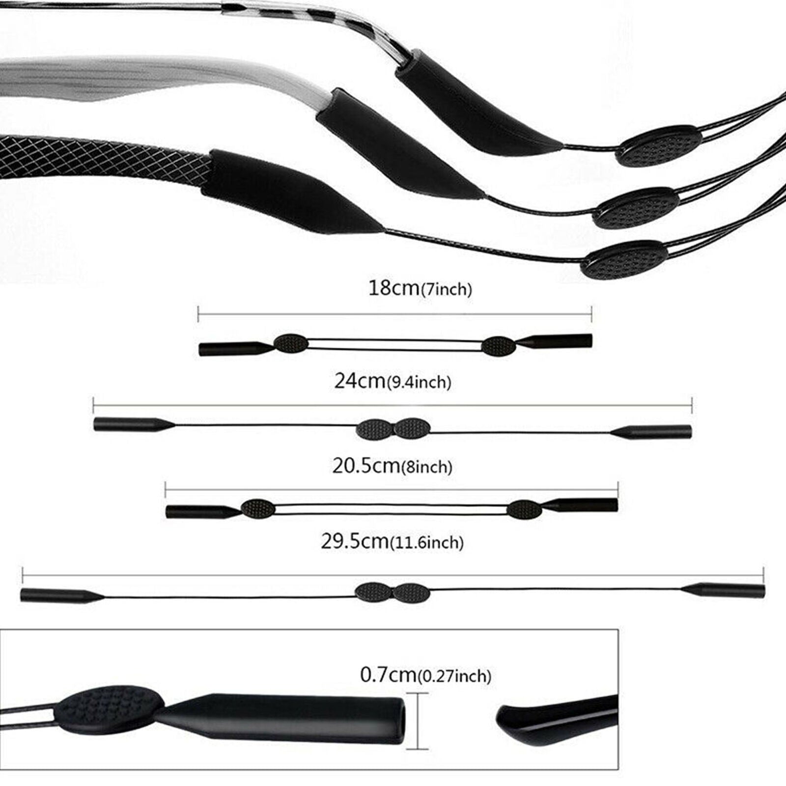 2x Adjustable Silicone Eyeglasses Strap Rope Glasses Sunglasses Sports Band Cord