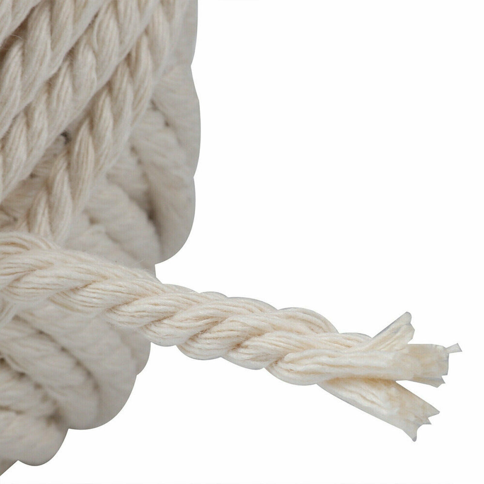 65m 5mm Natural Beige Cotton Macrame Twisted Artisan String Thread Cord Rope