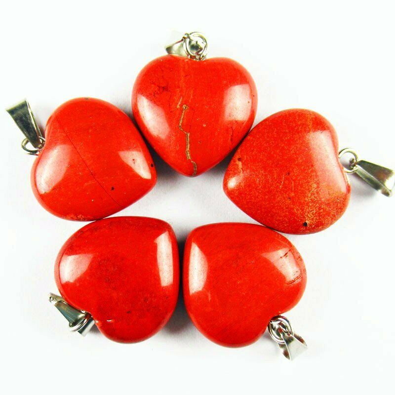 10pcs 27g Natural Red Jasper Heart Pendant Bead 16x16x7mm A-223SK