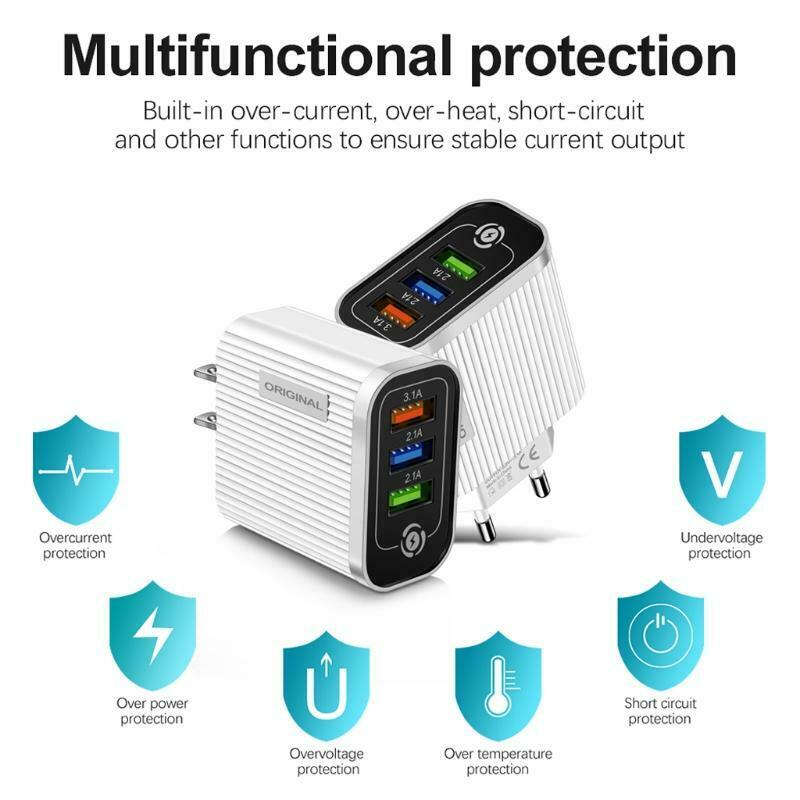 USB Charger LED Display US Plug Quick Charge 3.0 Wall Adapter Charger