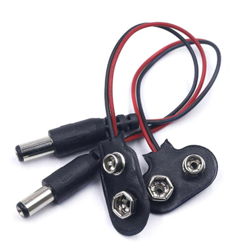 2 Pcs Snap 9V (9 Volt) Battery Clip Connector T Type Black w CableY WF