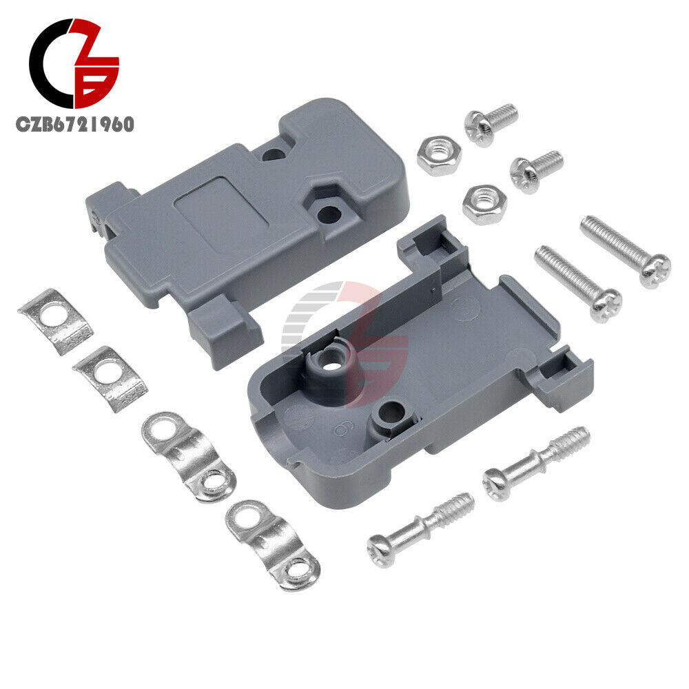 2PCS Grey D-Sub DB9 9Pin Plastic Hood Cover for 9 Pin or 15 Pin Connector