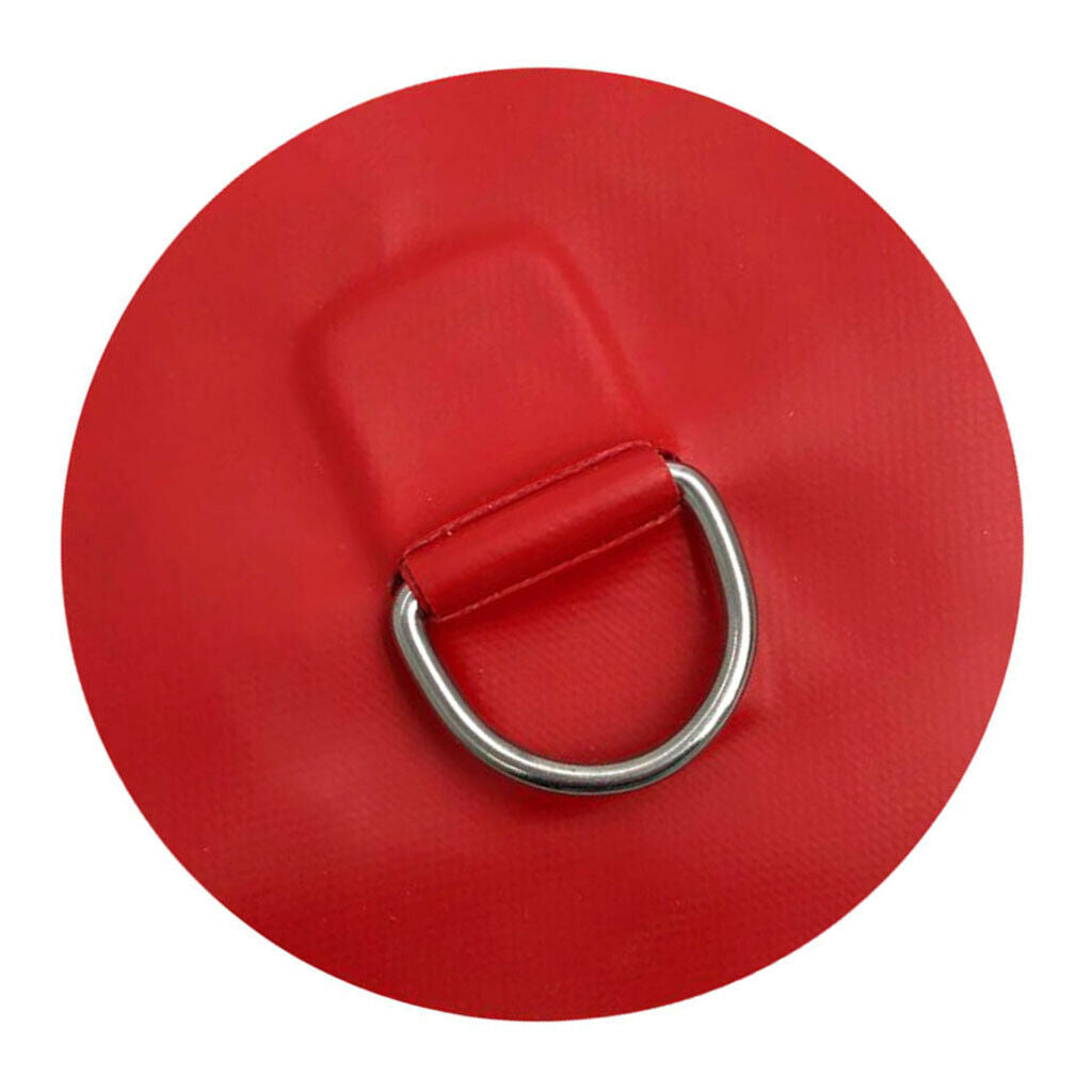Quality 4"Stainless Steel Inflatable Boat Kayak Dinghy D-RINGS PVC Patch RED