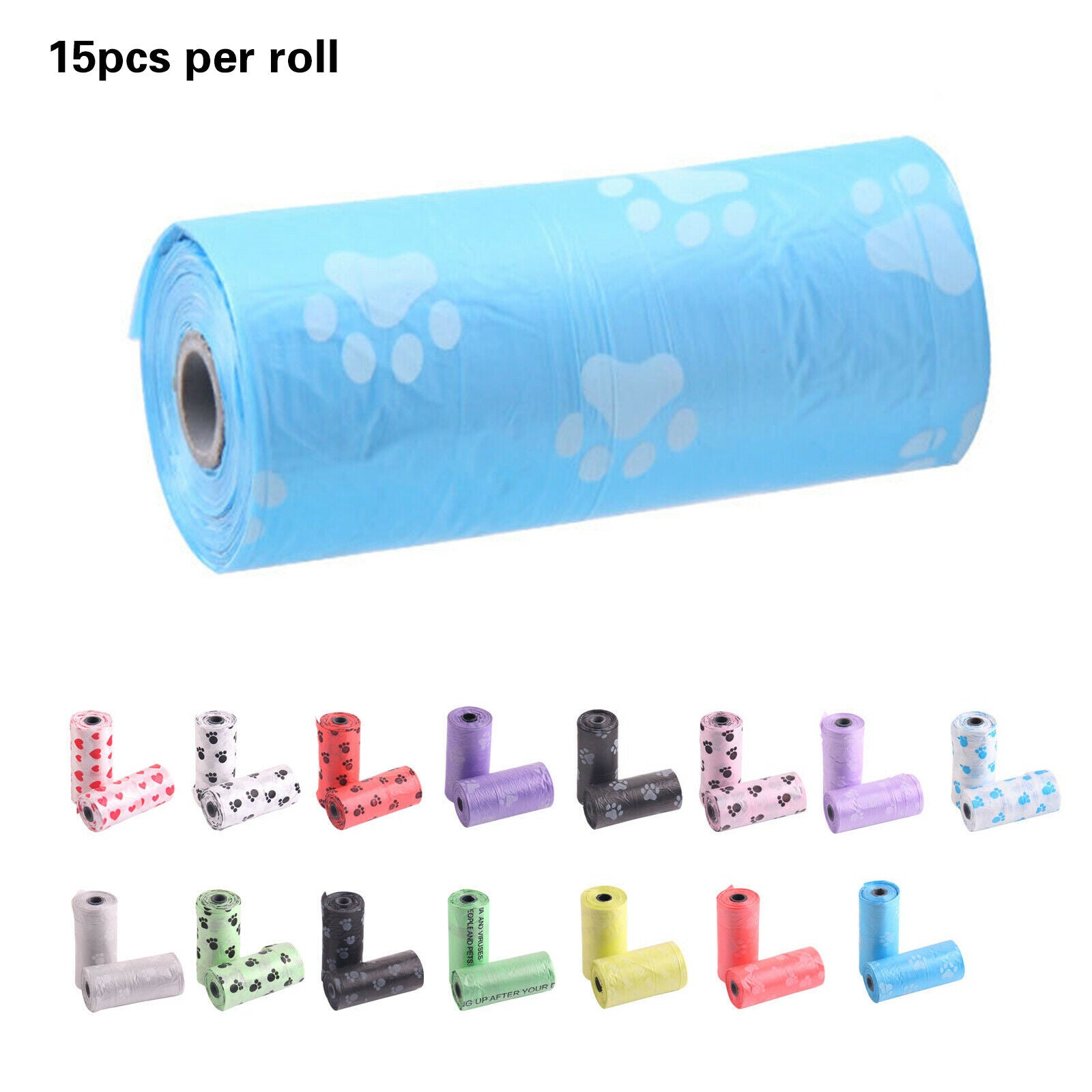 5 Rolls Pet Waste Refill Bags Portable Pet Doggy Poo Poop Pooper Scooper Toilet