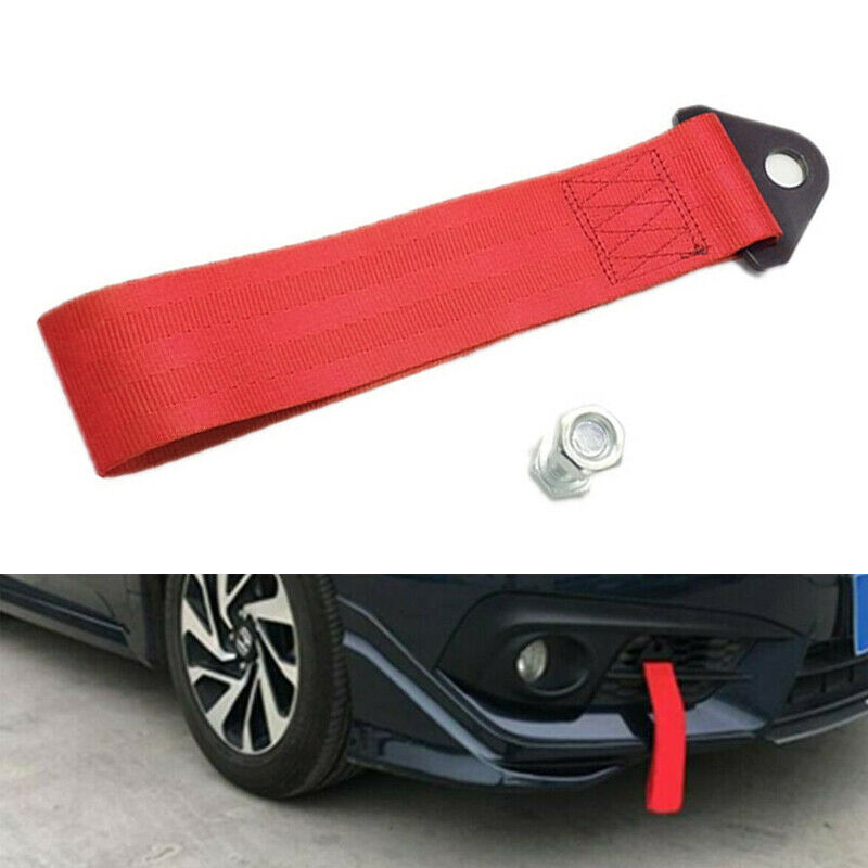 1PCS Racing Car Universal High Strength Red Nylon Trailer Tow Ropes Strap Tow