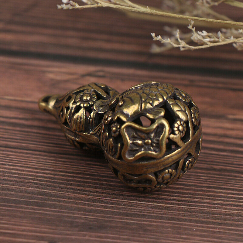 Retro Brass Hollow Gourd Chinese Traditional DIY Key Chain Lucky Penda.l8