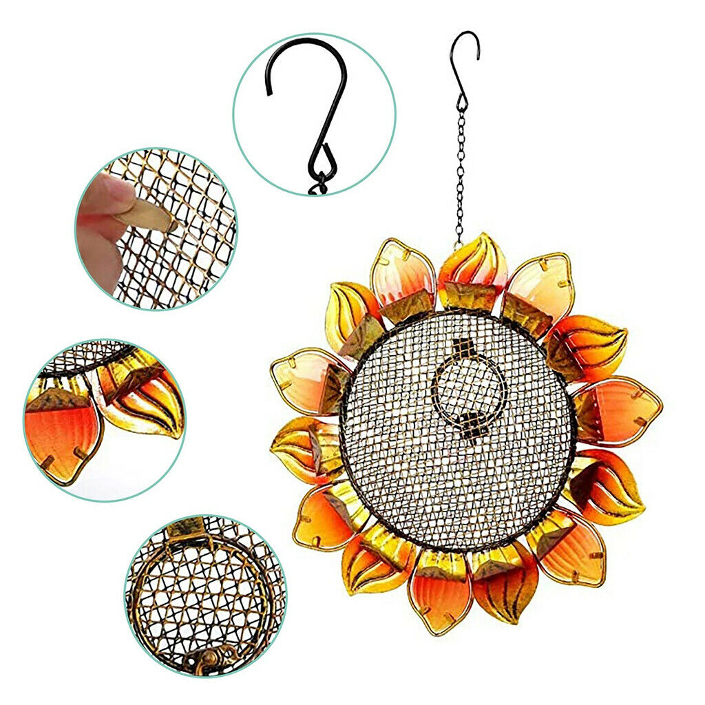 Bird Feeder Squirrel Guard Metal Sunflower Shaped Hanging 28cm