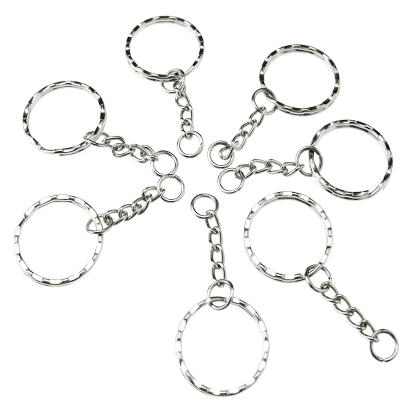 50Pcs Split Key Rings with Chain Open Jump Rings Key Chain Keyring Findings 25mm