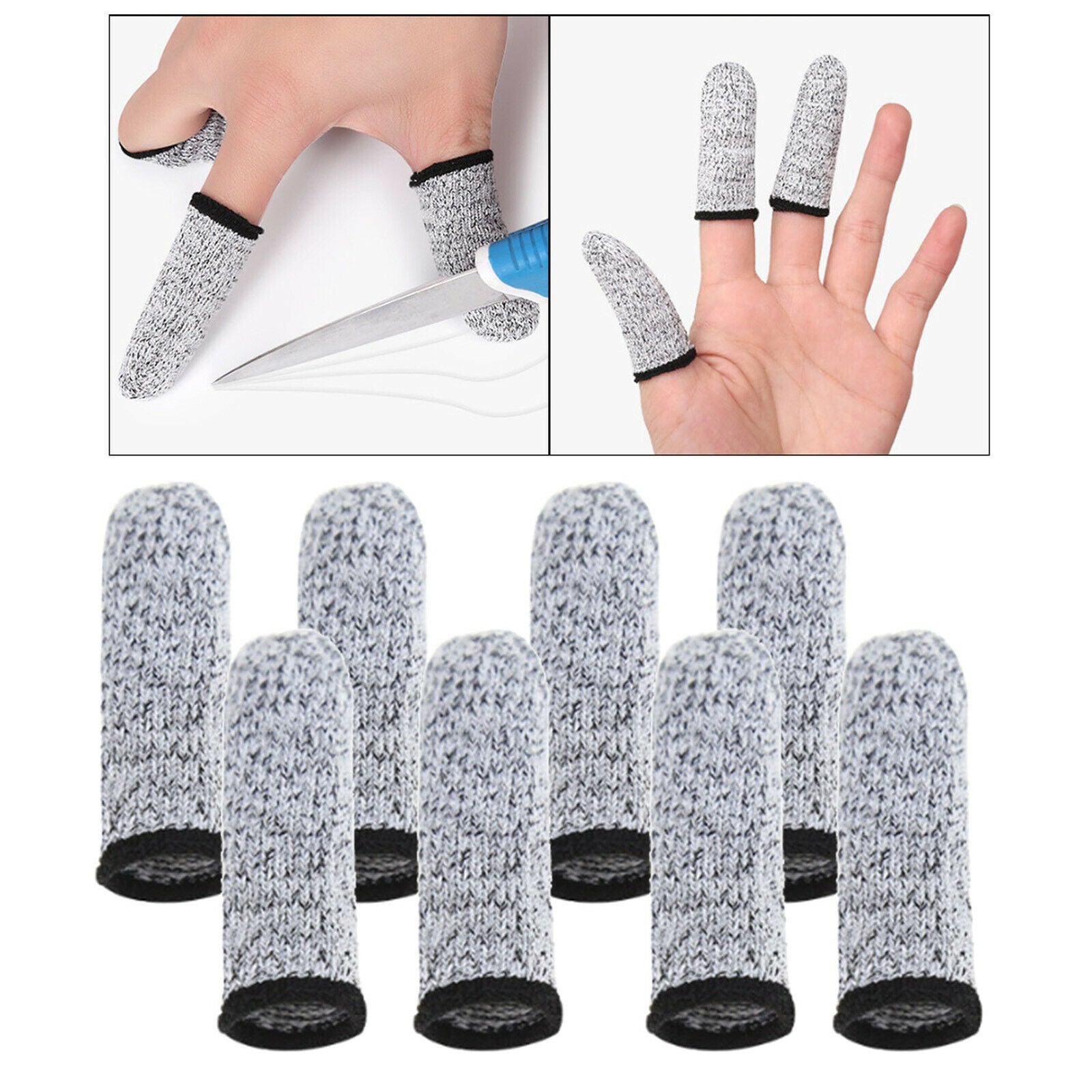 40x Safety Cut Resistant Finger Cots HPPE Finger Sleeve Cover for Gardening