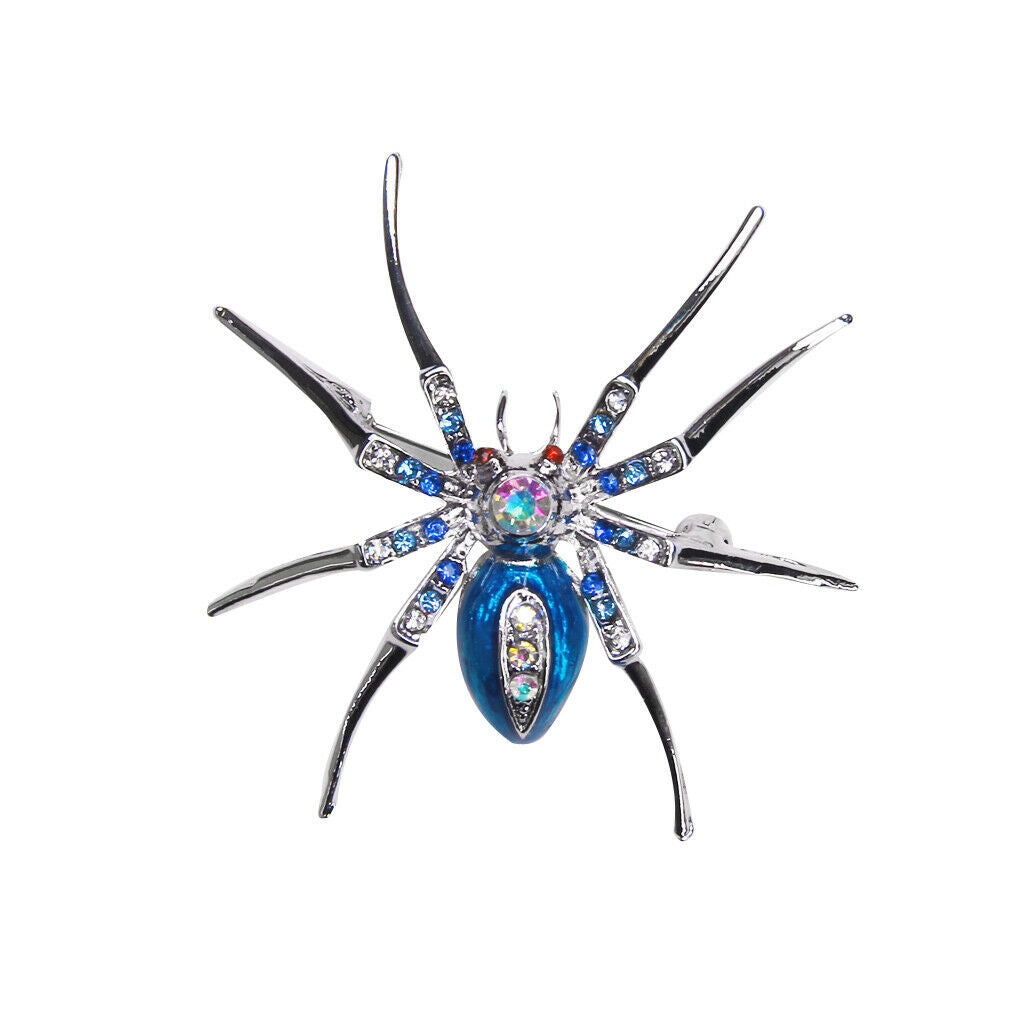 Shiny Dazzling Spider Clip Pin Brooch Colorful Rhinestones Bag Hat Art Decor