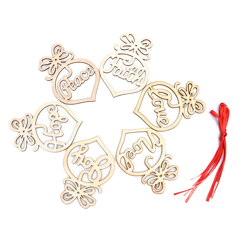 6Pcs Christmas Decorations Wooden Ornament Xmas Tree Hanging Pendant Orna.l8