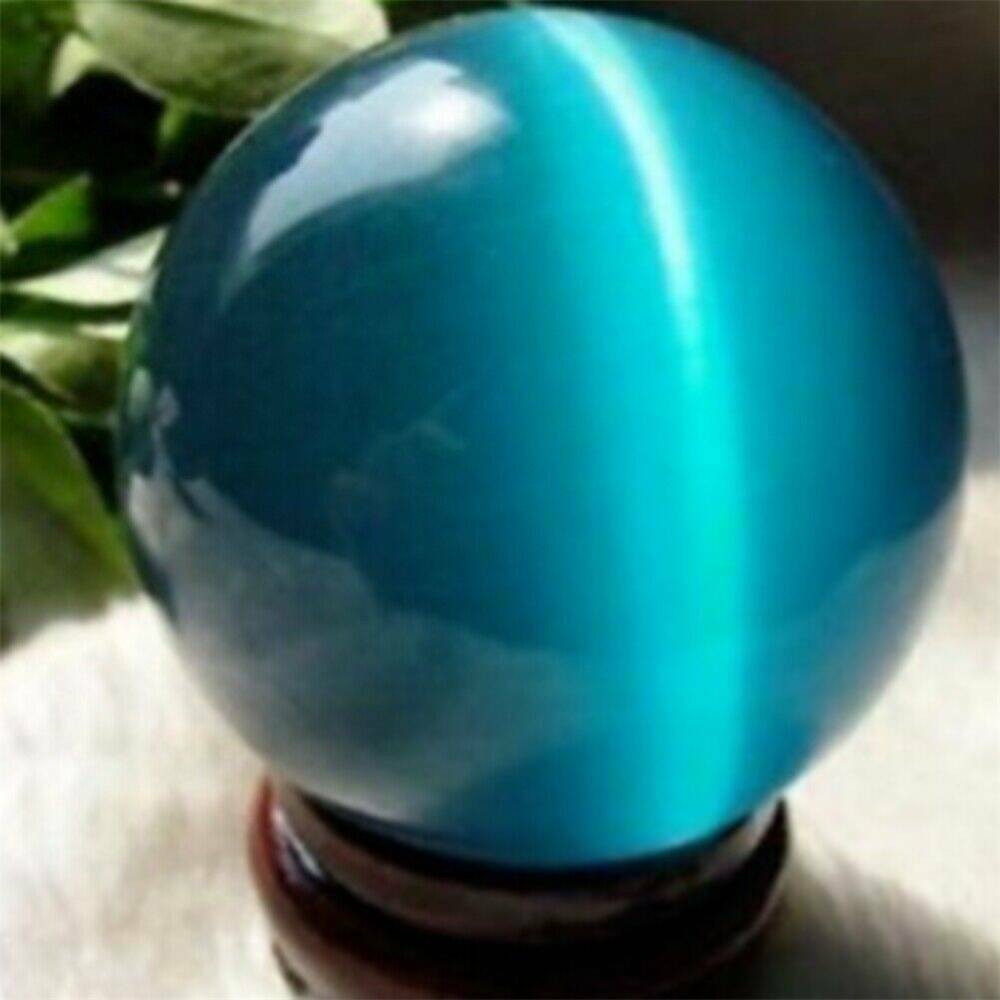 US Blue Cat's-eye Opal Natural Quartz Crystal Healing Stone Ball Sphere - 20mm
