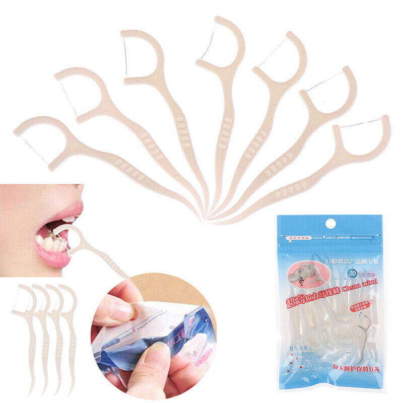 30Pcs Dental Floss Oral Hygiene Dental Sticks Dental Tooth Picks ABS Fl zqY1