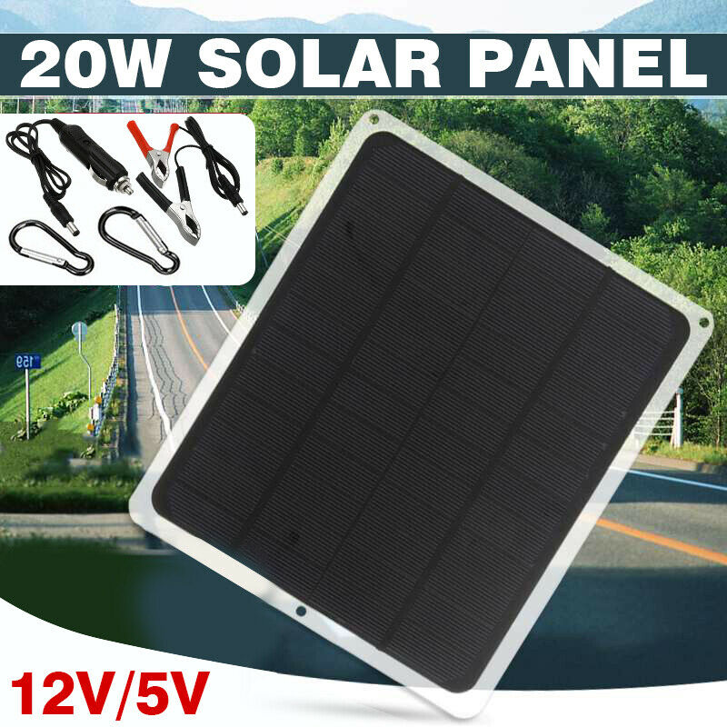 22W MPPT Solar Panel DC 12V & 5V Battery Charger Kit Maintainer Marine Boat RV