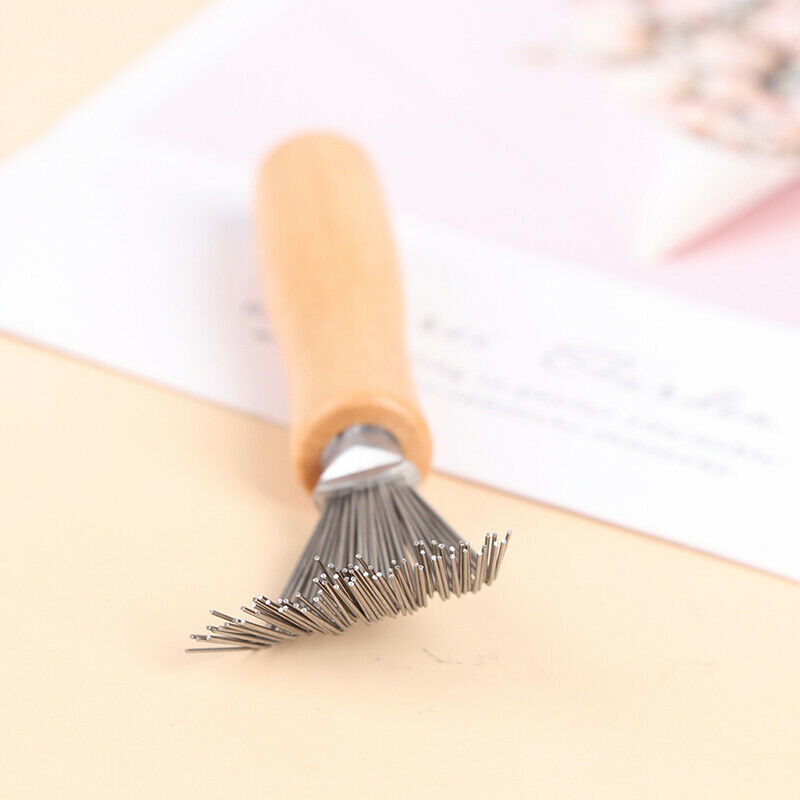 1Pcs Wooden Comb Cleaner Cleaning Hair Brush Comb Cleaner Handle Embeded .l8