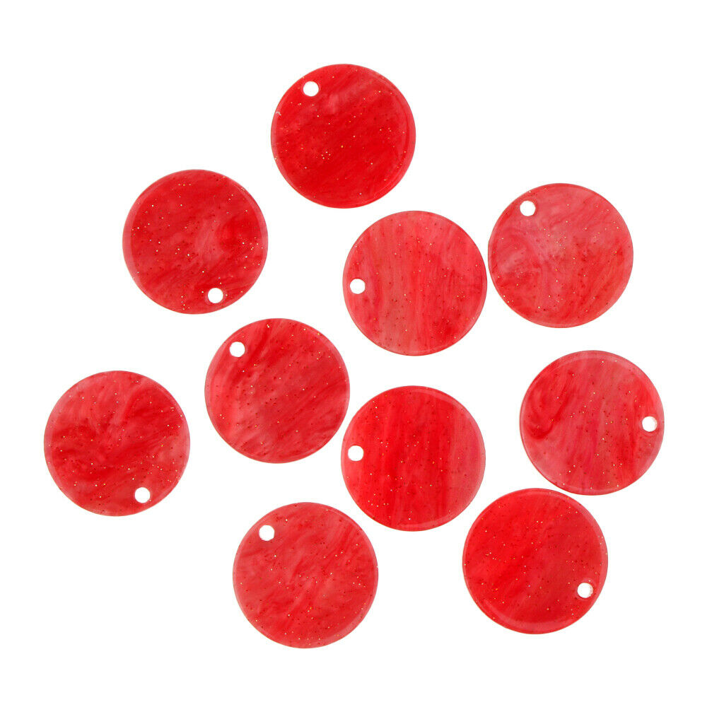 10 Pieces Acetate Acrylic Round Pendant DIY Earring Findings Crafting Red