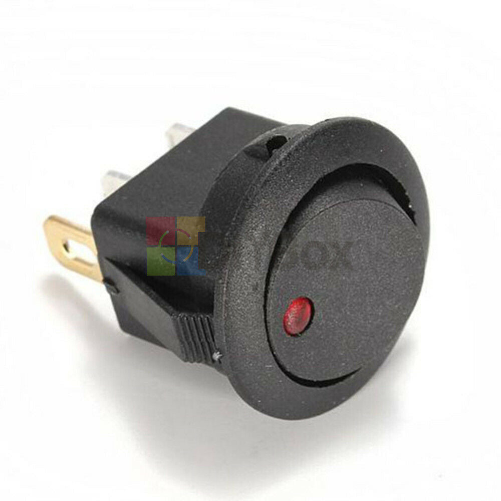 2Pcs Car Round Dot Red 12V LED Light Rocker Indicator Toggle ON-OFF Switch New