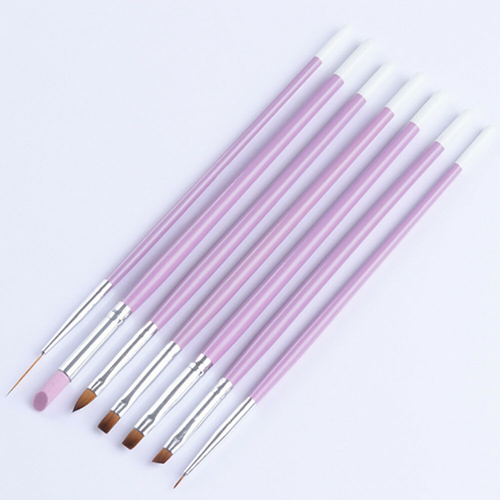 7Pcs Nail Brush Paint Liner UV Gel Gradient Cuticle Remove Tools Acrylic Pen Set