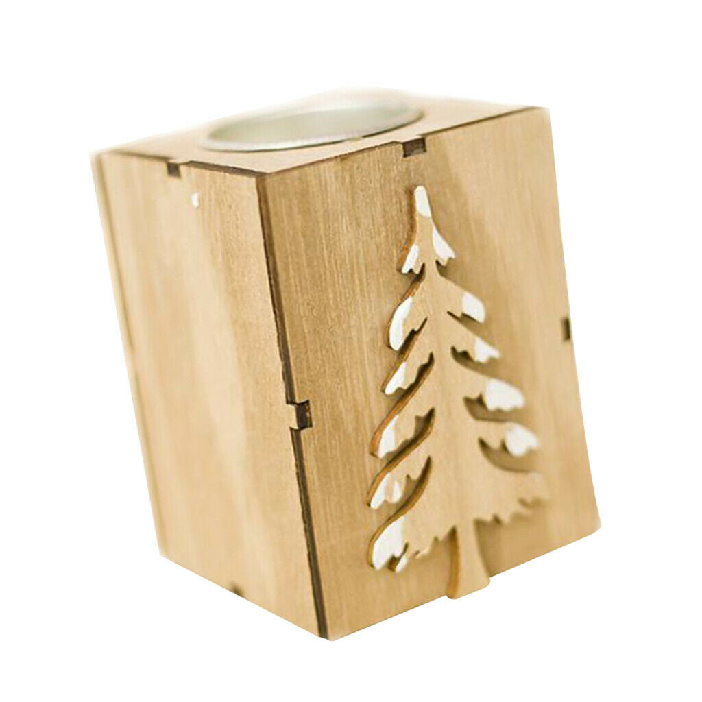 Christmas Wood Tealight Candle Holder/Wooden Candlestick Home Decor Tree