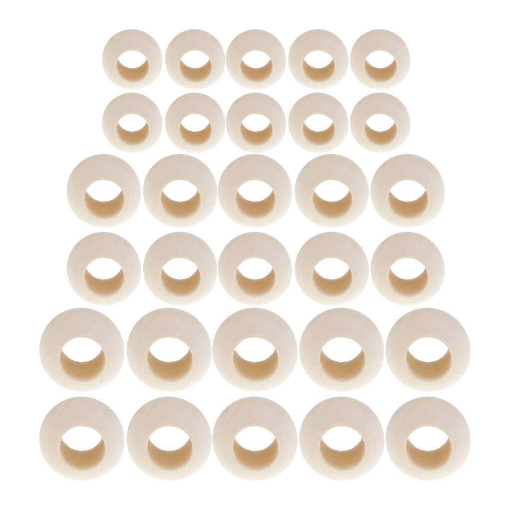 30x Unfinished Wood Beads Round Loose Beads for DIY Jewelry Necklace Making