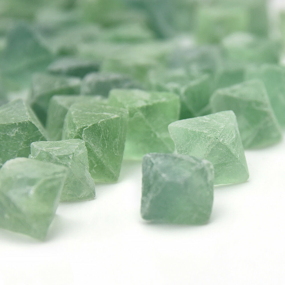 Clear Blue Green Natural Fluorite Crystal Octahedron Rough Mineral Specimens Lot