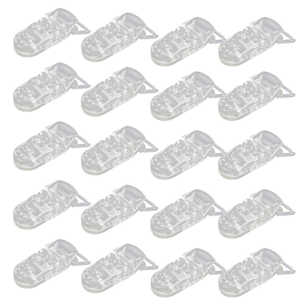 20pcs Clear Plastic Bib Soother Pacifier Clips Suspender Dummy Holders