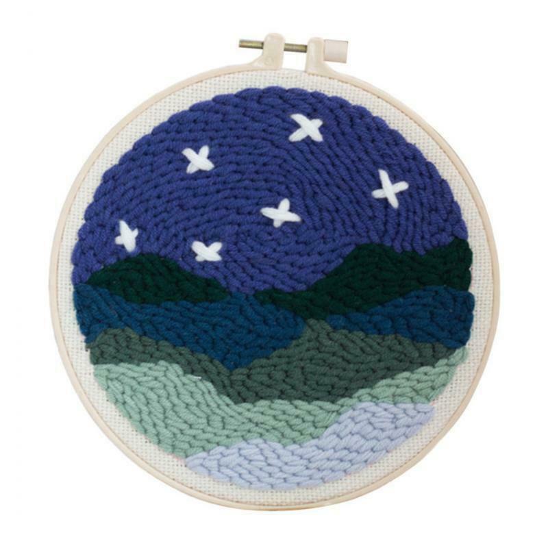 2x Punch Needle Embroidery Kits Soft Yarn for Beginners DIY Needlework
